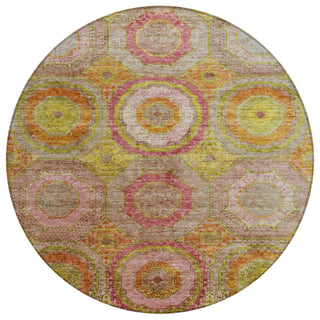 Piper Looms Chantille Panel ACN2049 Orange Machine Washable Area Rug Round Main Image