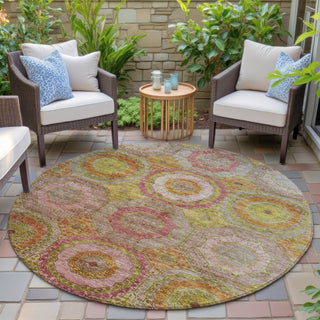 Piper Looms Chantille Panel ACN2049 Orange Machine Washable Area Rug Round Outdoor Lifestyle Image Feature