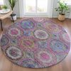 Piper Looms Chantille Panel ACN2049 Pink Machine Washable Area Rug Round Lifestyle Image Feature