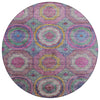Piper Looms Chantille Panel ACN2049 Pink Machine Washable Area Rug Round Main Image