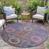 Piper Looms Chantille Panel ACN2049 Pink Machine Washable Area Rug Round Outdoor Lifestyle Image Feature