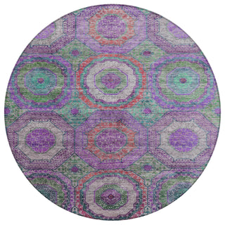 Piper Looms Chantille Panel ACN2049 Purple Machine Washable Area Rug Round Main Image