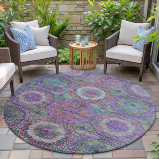 Piper Looms Chantille Panel ACN2049 Purple Machine Washable Area Rug Round Outdoor Lifestyle Image Feature