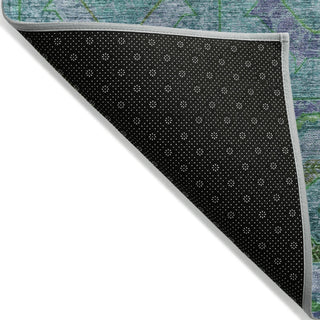 Piper Looms Chantille Panel ACN2049 Teal Machine Washable Area Rug Backing Image