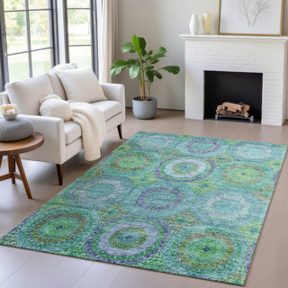 Piper Looms Chantille Panel ACN2049 Teal Machine Washable Area Rug Lifestyle Image Feature