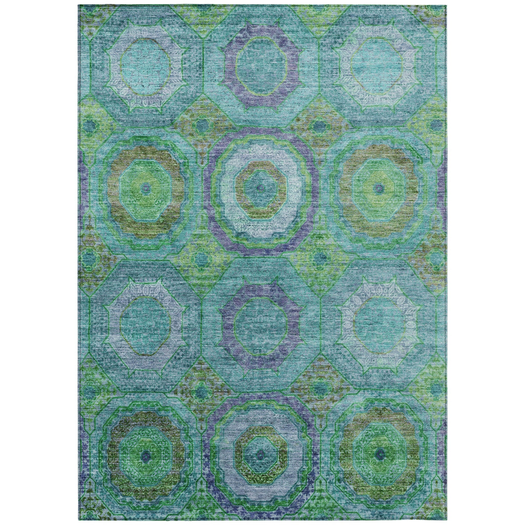 Piper Looms Chantille Panel ACN2049 Teal Machine Washable Area Rug main image
