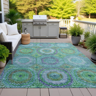 Piper Looms Chantille Panel ACN2049 Teal Machine Washable Area Rug Outdoor Lifestyle Image Feature