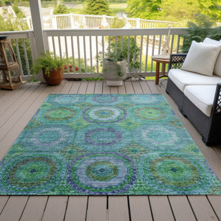 Piper Looms Chantille Panel ACN2049 Teal Machine Washable Area Rug Outdoor Lifestyle Image Feature
