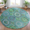 Piper Looms Chantille Panel ACN2049 Teal Machine Washable Area Rug Round Lifestyle Image Feature