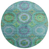 Piper Looms Chantille Panel ACN2049 Teal Machine Washable Area Rug Round Main Image