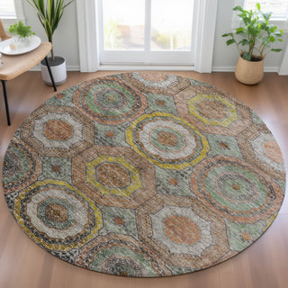 Piper Looms Chantille Panel ACN2050 Sage Machine Washable Area Rug Round Lifestyle Image Feature