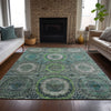 Piper Looms Chantille Panel ACN2050 Teal Machine Washable Area Rug Lifestyle Image Feature