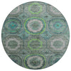 Piper Looms Chantille Panel ACN2050 Teal Machine Washable Area Rug Round Main Image