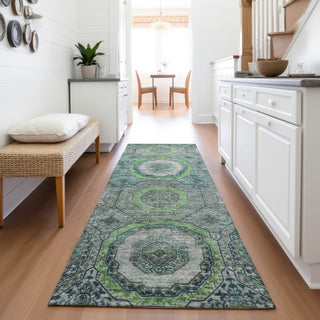 Piper Looms Chantille Panel ACN2050 Teal Machine Washable Area Rug Runner Lifestyle Image Feature