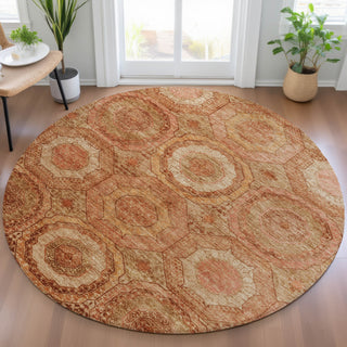 Piper Looms Chantille Panel ACN2050 Terracotta Machine Washable Area Rug Round Lifestyle Image Feature