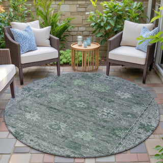 Piper Looms Chantille Global ACN2051 Aloe Machine Washable Area Rug Round Outdoor Lifestyle Image Feature