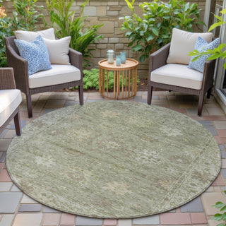 Piper Looms Chantille Global ACN2051 Sage Machine Washable Area Rug Round Outdoor Lifestyle Image Feature