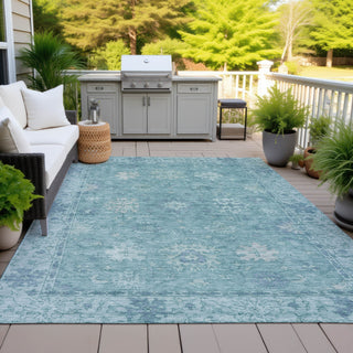 Piper Looms Chantille Global ACN2051 Teal Machine Washable Area Rug Outdoor Lifestyle Image Feature