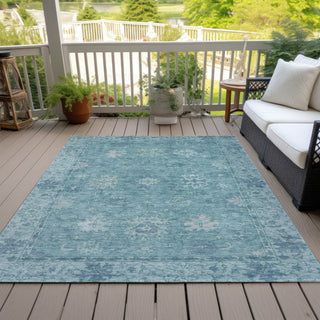 Piper Looms Chantille Global ACN2051 Teal Machine Washable Area Rug Outdoor Lifestyle Image Feature