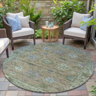 Piper Looms Chantille Global ACN2052 Brown Machine Washable Area Rug Round Outdoor Lifestyle Image Feature