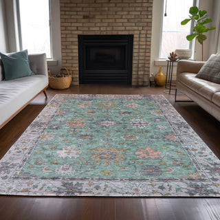 Piper Looms Chantille Global ACN2052 Mint Machine Washable Area Rug Lifestyle Image Feature