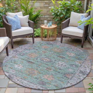Piper Looms Chantille Global ACN2052 Mint Machine Washable Area Rug Round Outdoor Lifestyle Image Feature