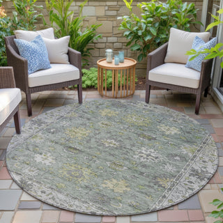 Piper Looms Chantille Global ACN2052 Sage Machine Washable Area Rug Round Outdoor Lifestyle Image Feature