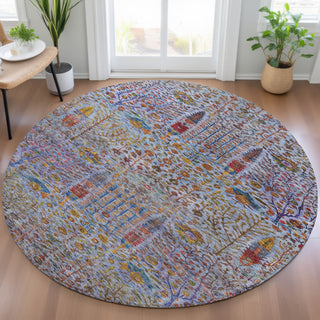 Piper Looms Chantille Americana ACN2053 Blue Machine Washable Area Rug Round Lifestyle Image Feature