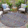 Piper Looms Chantille Americana ACN2053 Blue Machine Washable Area Rug Round Outdoor Lifestyle Image Feature