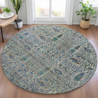 Piper Looms Chantille Americana ACN2053 Brown Machine Washable Area Rug Round Lifestyle Image Feature
