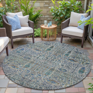Piper Looms Chantille Americana ACN2053 Brown Machine Washable Area Rug Round Outdoor Lifestyle Image Feature