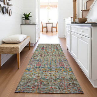 Piper Looms Chantille Americana ACN2053 Green Machine Washable Area Rug Runner Lifestyle Image Feature