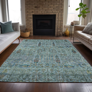 Piper Looms Chantille Americana ACN2053 Teal Machine Washable Area Rug Lifestyle Image Feature