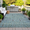 Piper Looms Chantille Americana ACN2053 Teal Machine Washable Area Rug Outdoor Lifestyle Image Feature