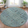 Piper Looms Chantille Americana ACN2053 Teal Machine Washable Area Rug Round Lifestyle Image Feature