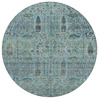 Piper Looms Chantille Americana ACN2053 Teal Machine Washable Area Rug Round Main Image