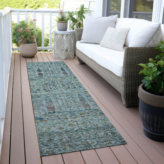 Piper Looms Chantille Americana ACN2053 Teal Machine Washable Area Rug Runner Outdoor Lifestyle Image Feature