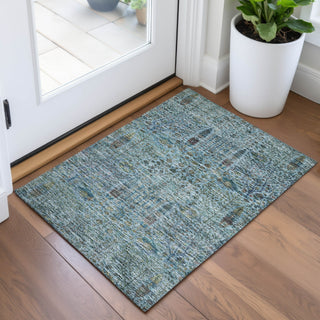 Piper Looms Chantille Americana ACN2053 Teal Machine Washable Area Rug Scatter Lifestyle Image Feature