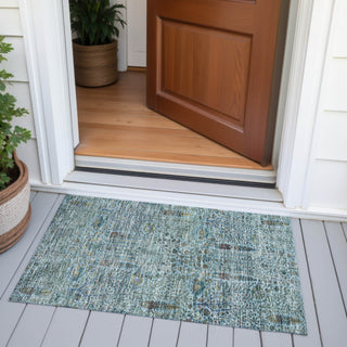 Piper Looms Chantille Americana ACN2053 Teal Machine Washable Area Rug Scatter Outdoor Lifestyle Image Feature