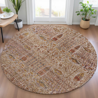 Piper Looms Chantille Americana ACN2053 Terracotta Machine Washable Area Rug Round Lifestyle Image Feature