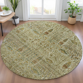 Piper Looms Chantille Americana ACN2053 Wheat Machine Washable Area Rug Round Lifestyle Image Feature