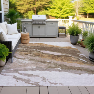 Piper Looms Chantille Abstract ACN2054 Brown Machine Washable Area Rug Outdoor Lifestyle Image Feature