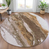 Piper Looms Chantille Abstract ACN2054 Brown Machine Washable Area Rug Round Lifestyle Image Feature
