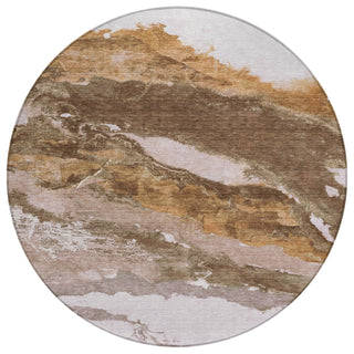 Piper Looms Chantille Abstract ACN2054 Brown Machine Washable Area Rug Round Main Image