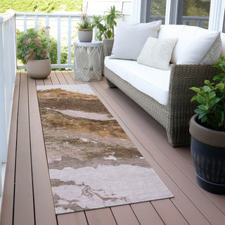 Piper Looms Chantille Abstract ACN2054 Brown Machine Washable Area Rug Runner Outdoor Lifestyle Image Feature
