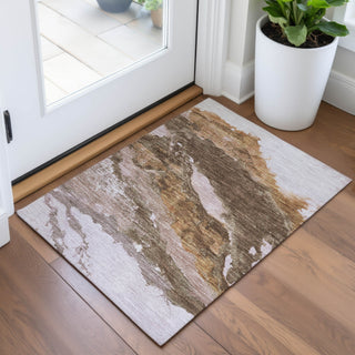 Piper Looms Chantille Abstract ACN2054 Brown Machine Washable Area Rug Scatter Lifestyle Image Feature