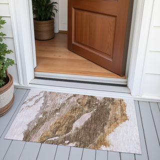 Piper Looms Chantille Abstract ACN2054 Brown Machine Washable Area Rug Scatter Outdoor Lifestyle Image Feature