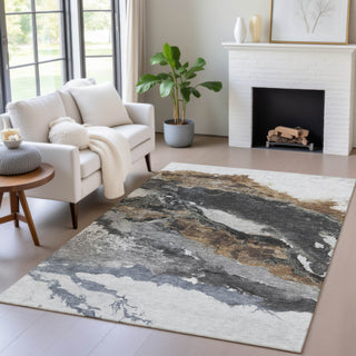 Piper Looms Chantille Abstract ACN2054 Gray Machine Washable Area Rug Lifestyle Image Feature