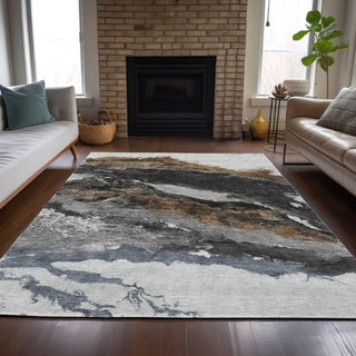 Piper Looms Chantille Abstract ACN2054 Gray Machine Washable Area Rug Lifestyle Image Feature
