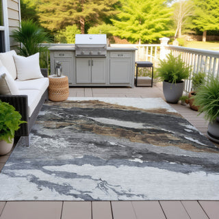 Piper Looms Chantille Abstract ACN2054 Gray Machine Washable Area Rug Outdoor Lifestyle Image Feature